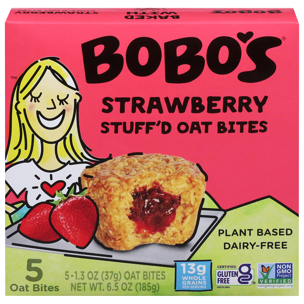 Bobo's Gluten & Dairy Free Plant-Based Strawberry Stuff'd Oat Bites - 5 ct