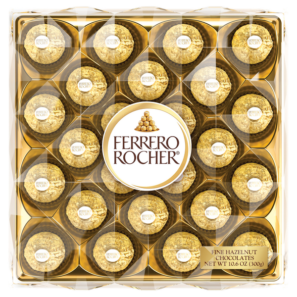 Ferrero Rocher Fine Hazelnut Chocolates Candy Gift Box - 24 ct