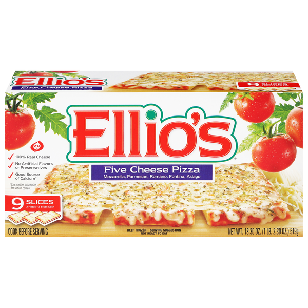 Ellio's Five Cheese Pizza - 9 slices Frozen