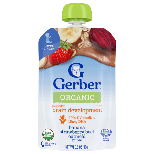 Gerber Organic Toddler Banana Strawberry Beet Oatmeal