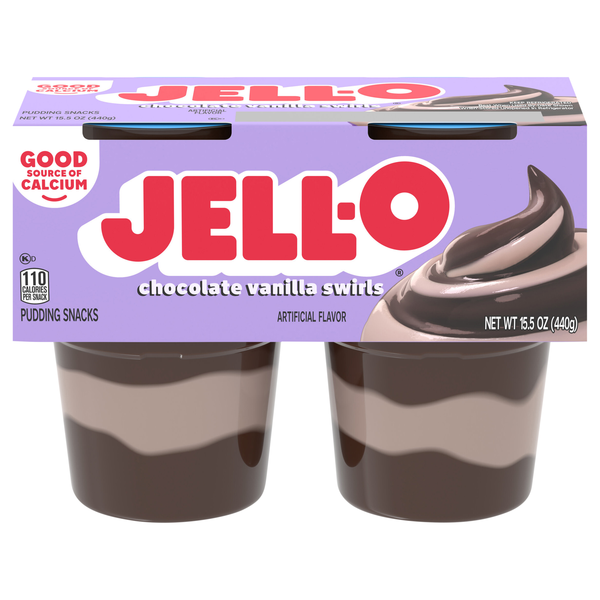 Jell-O Chocolate Vanilla Swirls Pudding Snack Cups - 4 ct