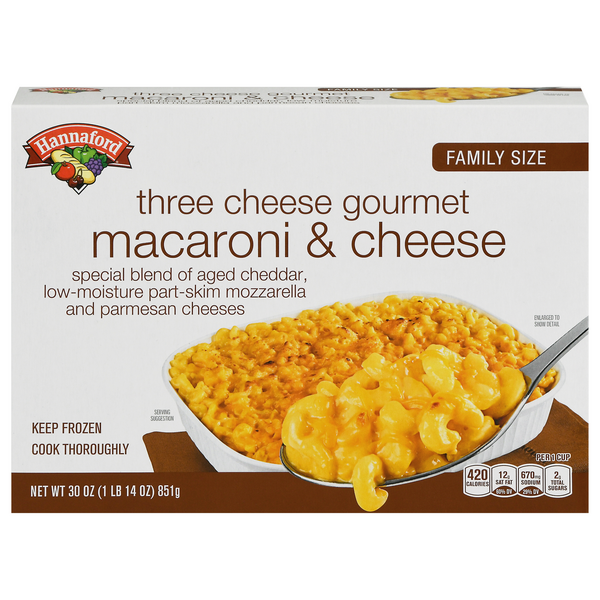 Hannaford Three Cheese Gourmet Macaroni & Cheese Family Size Frozen Meal