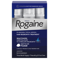 Rogaine Men 5% Minoxidil Hair Regrowth Unscented Treatment Foam - 3 ct
