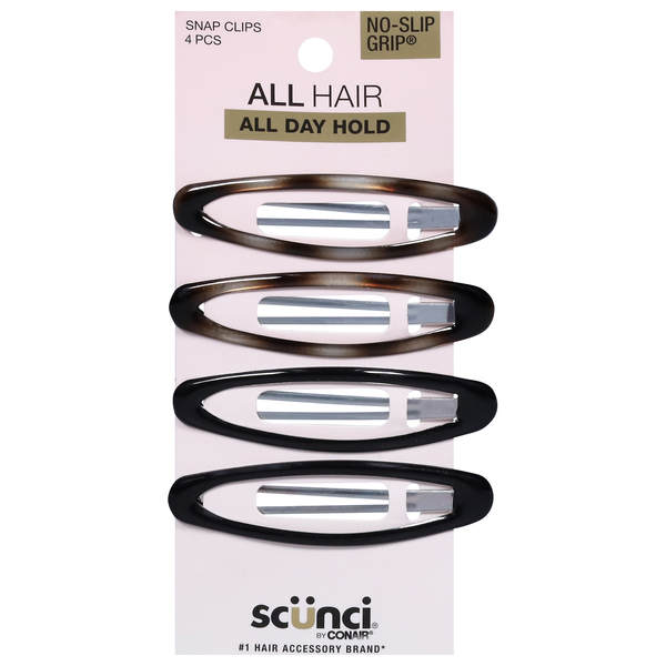 Scunci All Hair All Day Hold Snap Clips