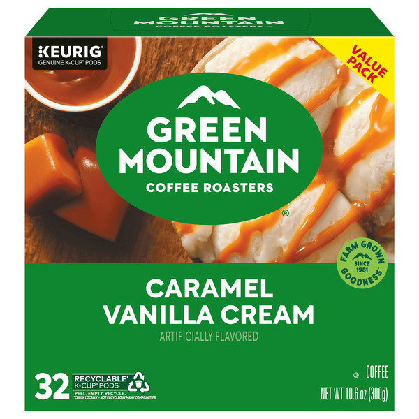 Green Mountain Caramel Vanilla Flavored Light Roast K-Cup Coffee Pods