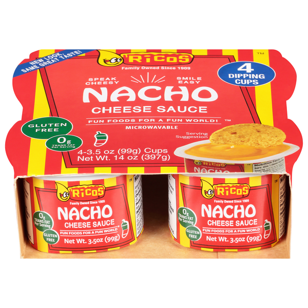 Ricos Nacho Cheese Sauce Single Cups - 4 ct
