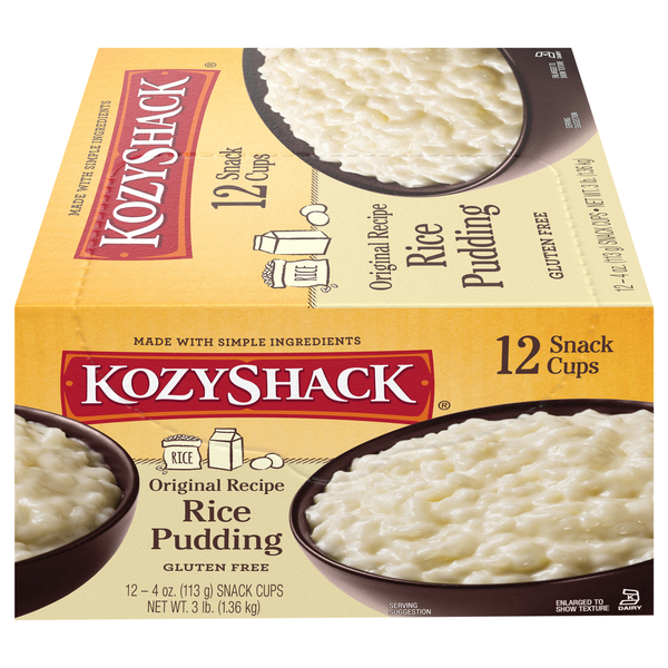 Kozy Shack Gluten Free Original Rice Pudding Snack Cups - 12 ct
