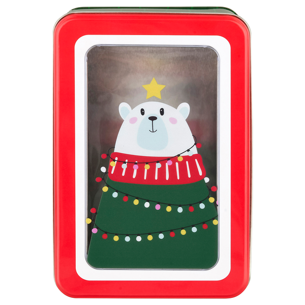 Smart Living Square Holiday Bake Tin Polar Bear