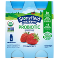 Stonyfield Organic Probiotic Low Fat Strawberry Yogurt Smoothies - 4 ct