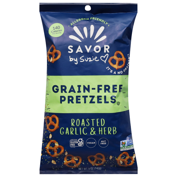 Savor by Suzie Grain Free Roasted Garlic & Herb Pretzels