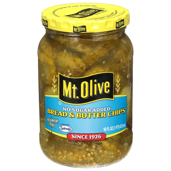 Mt. Olive No Sugar Added Bread & Butter Pickle Chips Sweetened w/Splenda