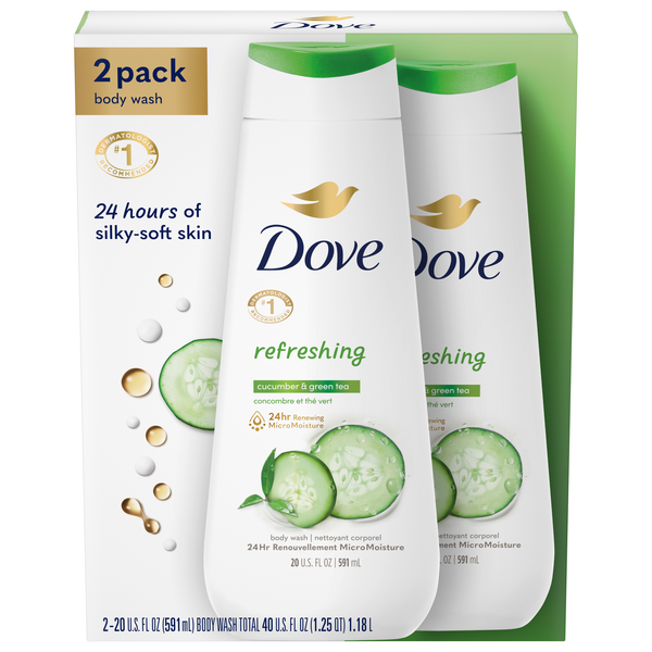 Dove Refreshing Cucumber & Green Tea Body Wash 20 oz/2 ct