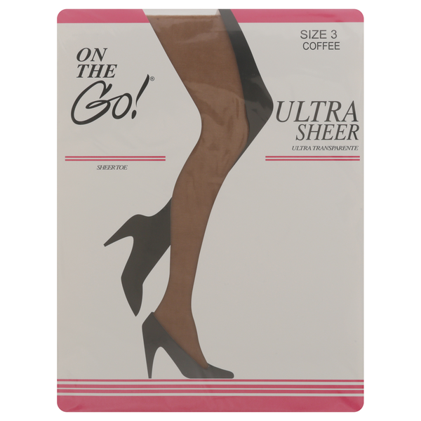 On the Go! Sheer Toe Pantyhose Coffee Size 3