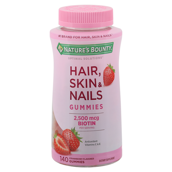 Nature's Bounty Hair Skin & Nails with Biotin 2500 mg Gummies Strawberry