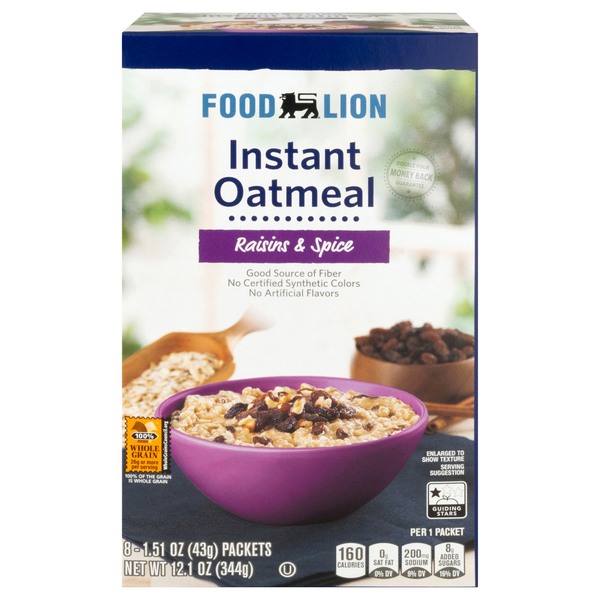 Food Lion Raisins & Spice Instant Oatmeal Packets - 8 ct