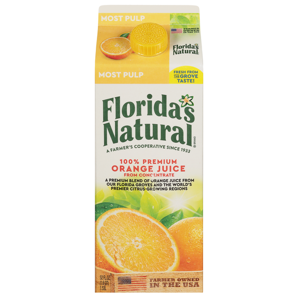 Florida's Natural 100% Premium Orange Juice Most Pulp