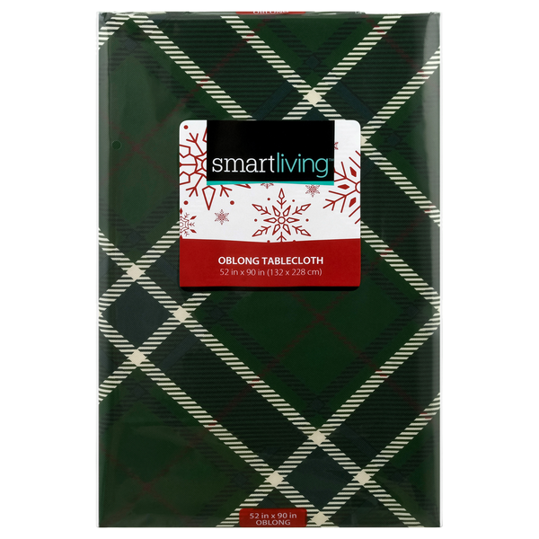 Smart Living Christmas Oblong Tablecloth Green 52 X 90 Inch