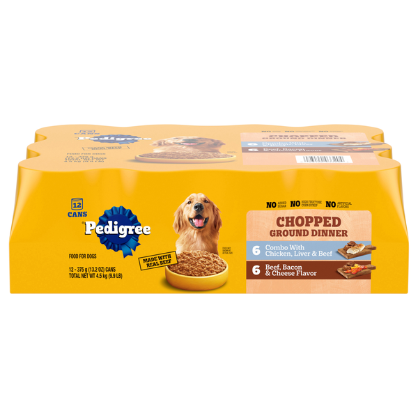 PEDIGREE Chopped Ground Dinner Chicken & Beef Variety Wet Dog Food - 12 ct