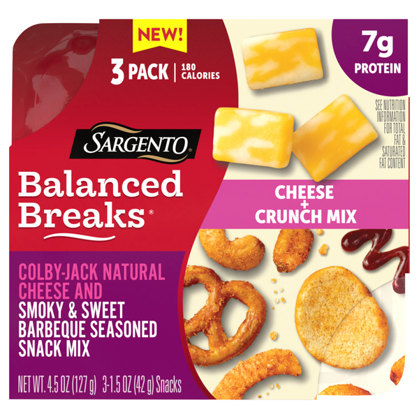 Sargento Balanced Breaks Colby-Jack Cheese & BBQ Seasoned Snack Mix - 3 ct