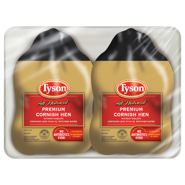 Tyson All Natural Premium Cornish Hen - 2 ct Frozen