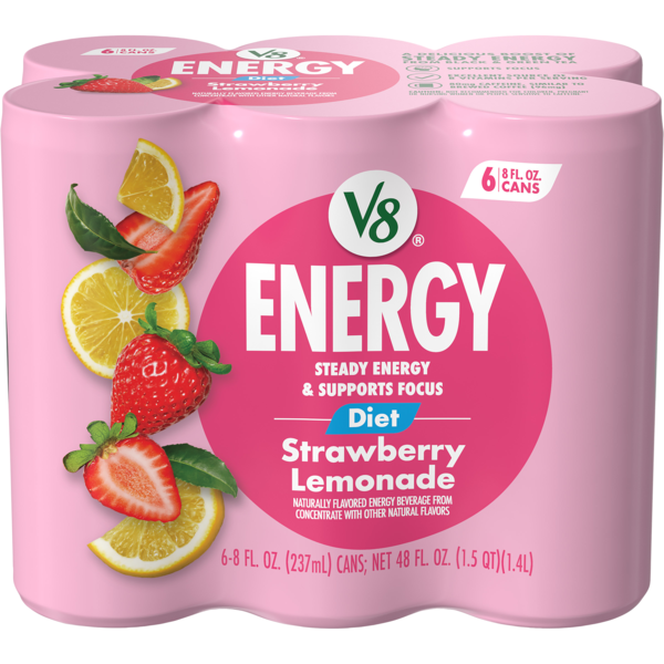 V8 +Energy Diet Strawberry Lemonade Juice Drink - 6 pk