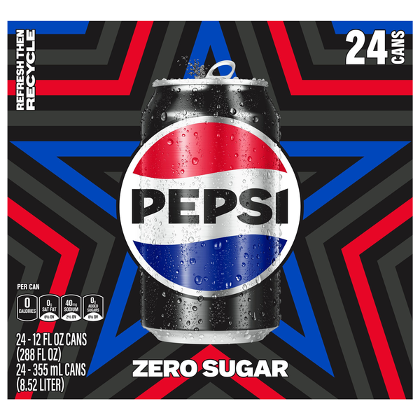 Pepsi Zero Sugar Cola Soda - 24 pk