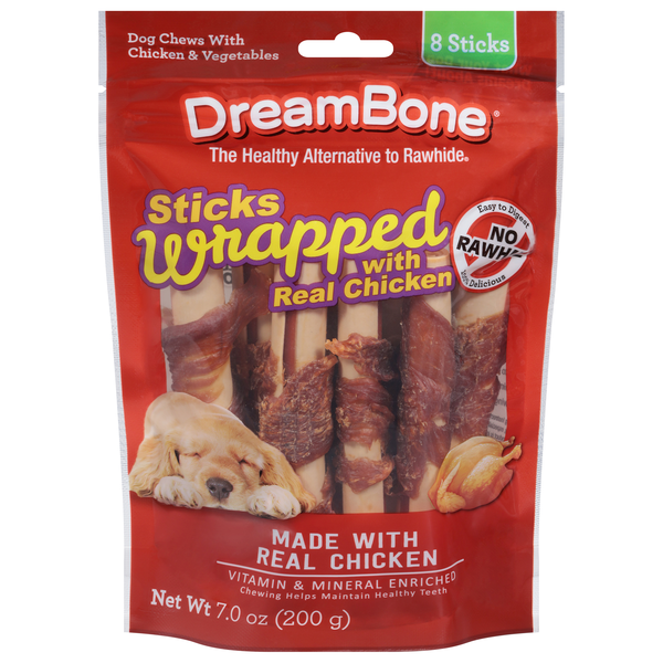 DreamBone Wrap Sticks Vegetable/Chicken Rawhide Free Mini Dog Chews - 8 ct