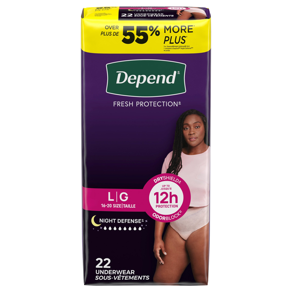 Depend Women's Night Defense Incontinence Underwear Large