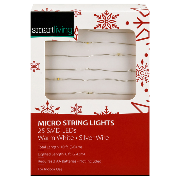 Smart Living Micro String Lights SMD LEDs Warm Whte Silver Wire