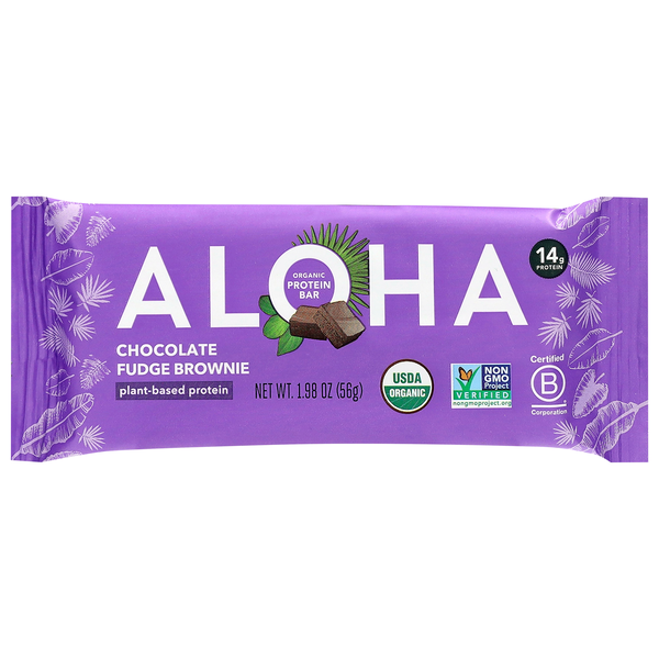 ALOHA Organic Chocolate Fudge Brownie 14g Plant-Based Protein Bar