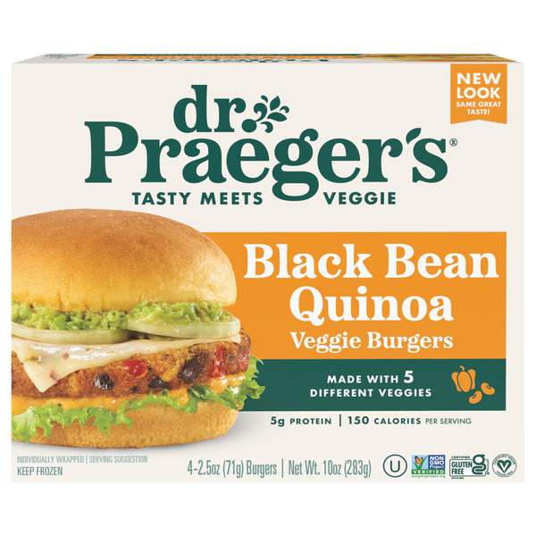 Dr. Praeger's Gluten Free Vegan Black Bean Quinoa Veggie Burgers - 4 ct