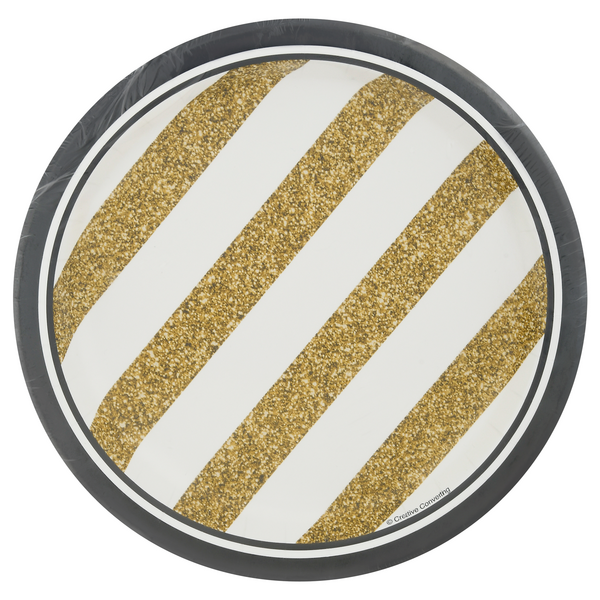 Touch of Color Premium Strength Lunch Plates Black & Gold