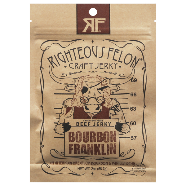 Save on Righteous Felon Craft Jerky Beef Jerky Bourbon Franklin Order