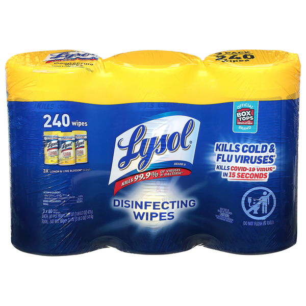 Lysol Lemon & Lime Blossom Disinfecting Wipes 80 ct ea - 3 pk