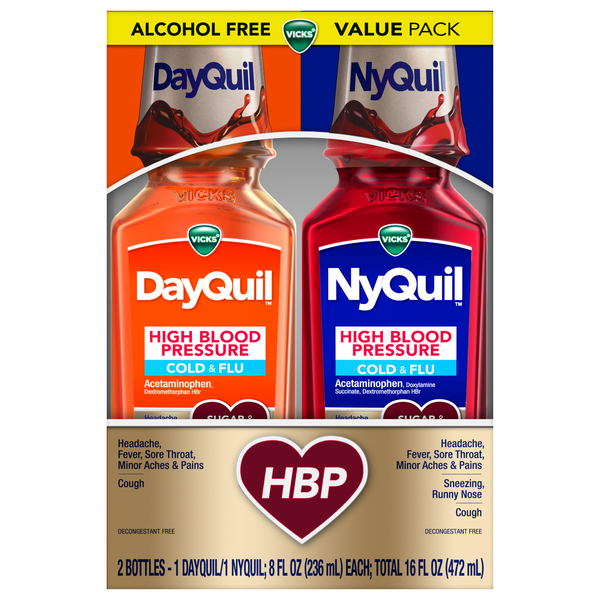 Vicks NyQuil & DayQuil High Blood Pressure Cold & Flu Combo Liquid