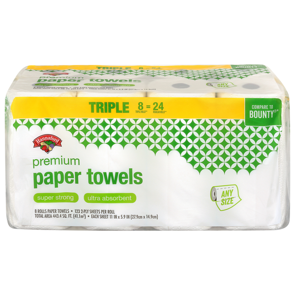 Hannaford Premium Any Size Monster Roll 2-Ply Paper Towels - 8 ct
