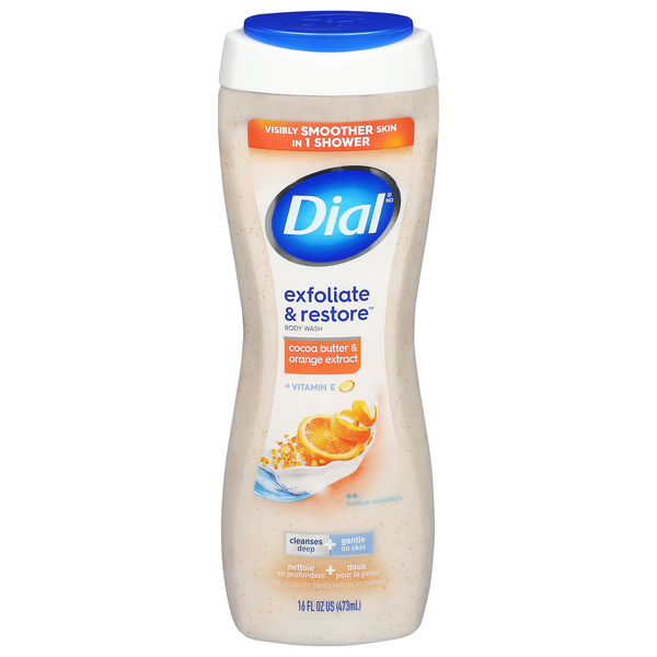Dial Exfoliate & Restore Cocoa Butter & Orange Extract Body Wash