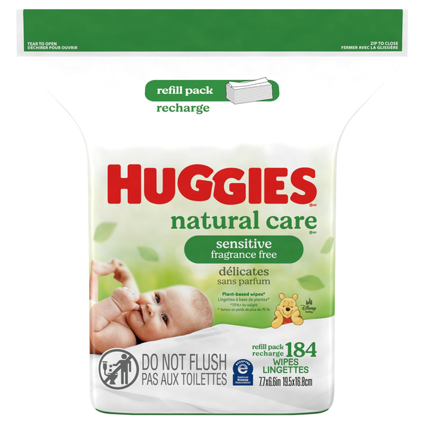 Huggies Natural Care Sensitive Fragrance Free Baby Wipes Refill