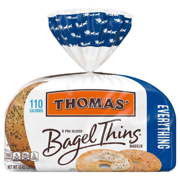 Thomas' 110 Calorie Everything Pre-Sliced Bagel Thins - 8 ct