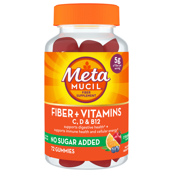 MetaMucil No Sugar Added Citrus Flavored Fiber & Vitamins Gummies