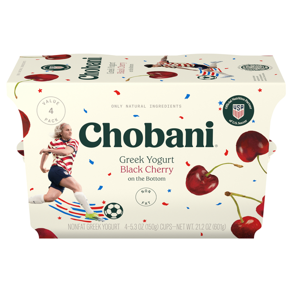 Chobani Non Fat Black Cherry on the Bottom Greek Yogurt Cups - 4 ct