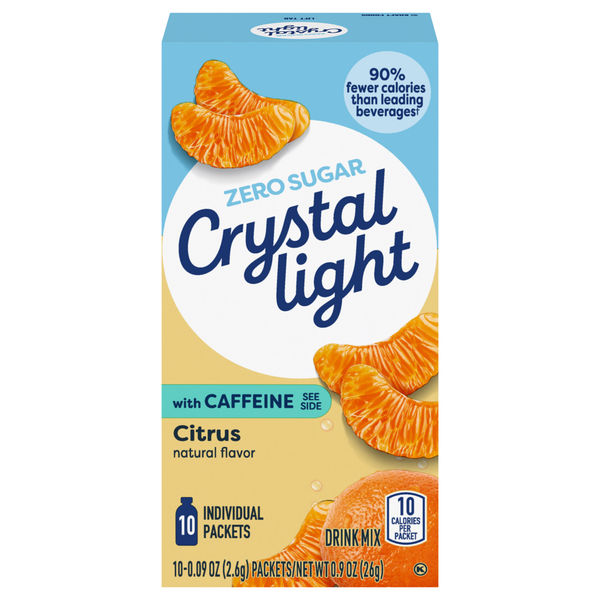 Crystal Light Zero Sugar Citrus Drink Mix with Caffeine - 10 ct