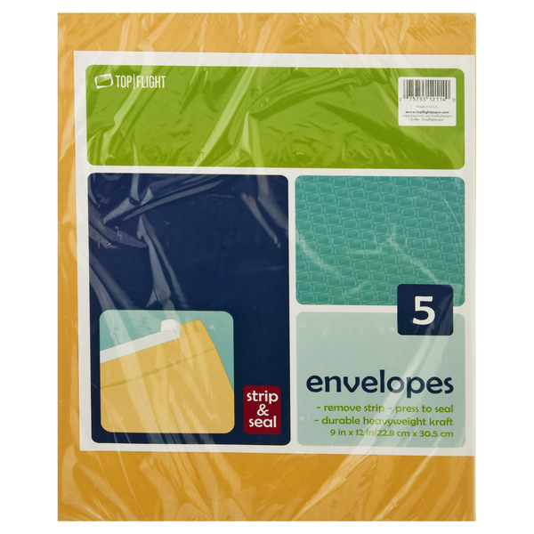 Top Flight Strip & Seal Envelopes 9 x 12 Inch
