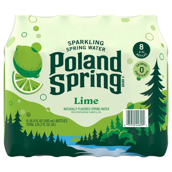 Poland Spring Lime Sparkling Water - 8 pk