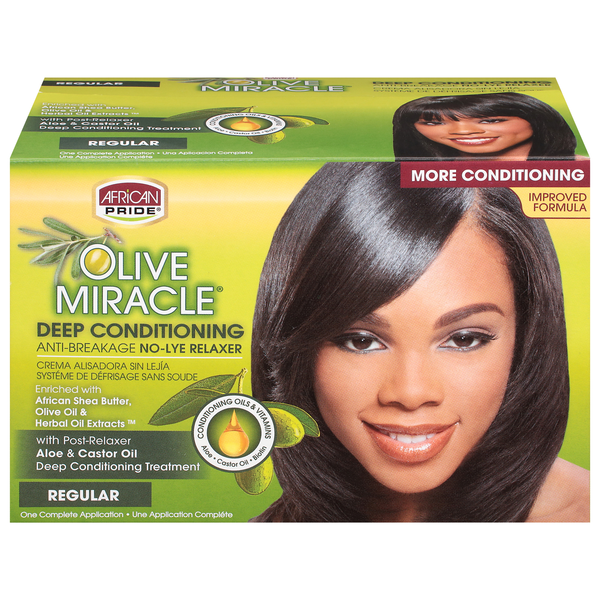 African Pride Olive Miracle Deep Conditioning No-Lye Relaxer Kit