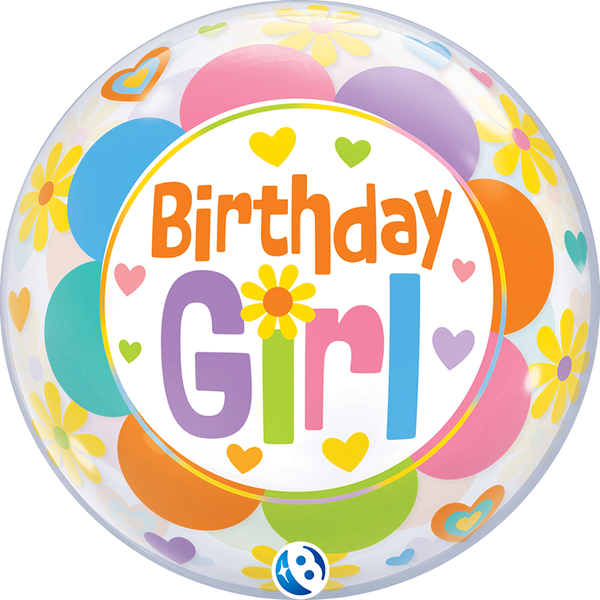 Bubble Happy Birthday for Girl Helium-Filled Balloon (Design Varies)