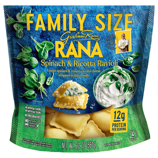 Giovanni Rana Spinach & Ricotta Ravioli Pasta Family Size Fresh