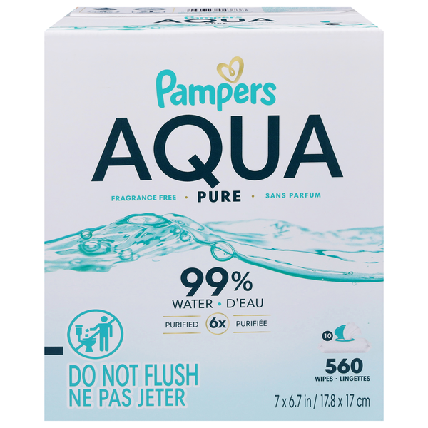 Pampers Aqua Pure Fragrance Free Baby Wipes Pop-Top - 10 pk