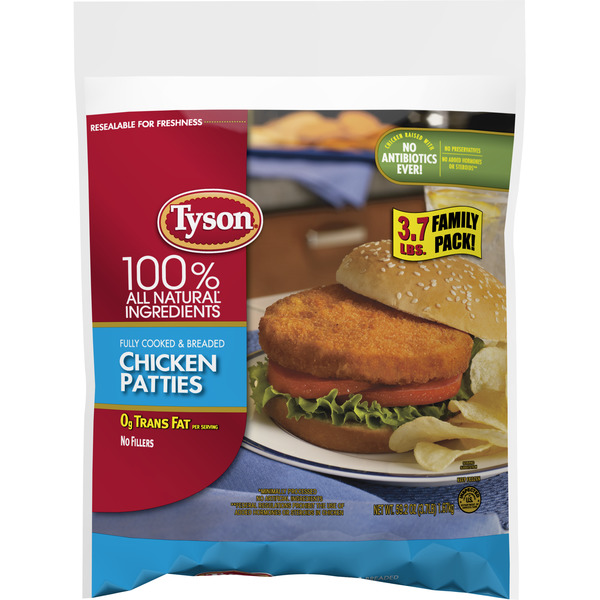Tyson Fully Cooked Breaded White Meat Chicken Patties Bag) , 45 OFF