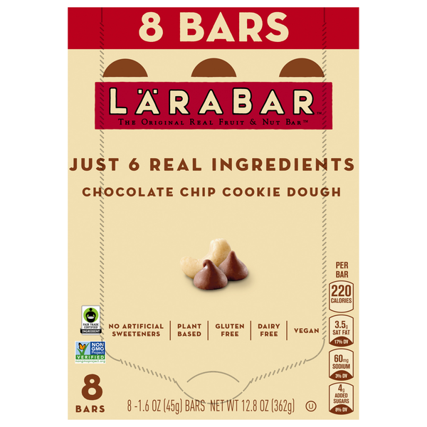 LARABAR Gluten Free Chocolate Chip Cookie Dough Fruit & Nut Bars - 8 ct
